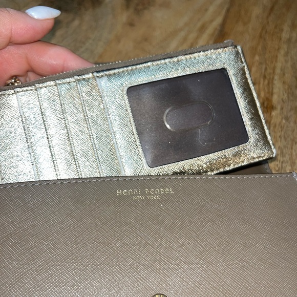 Henri Bendel Taupe Kangaroo Wallet with Gold Coin Bag - Picture 7 of 8